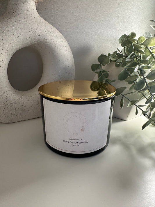 Simply Vanilla Candle Black Shallow