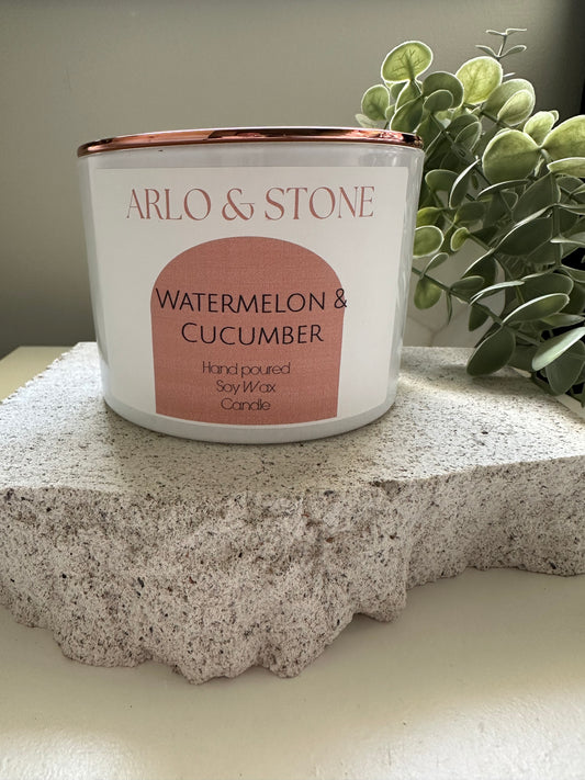 Watermelon & Cucumber Candle White Shallow