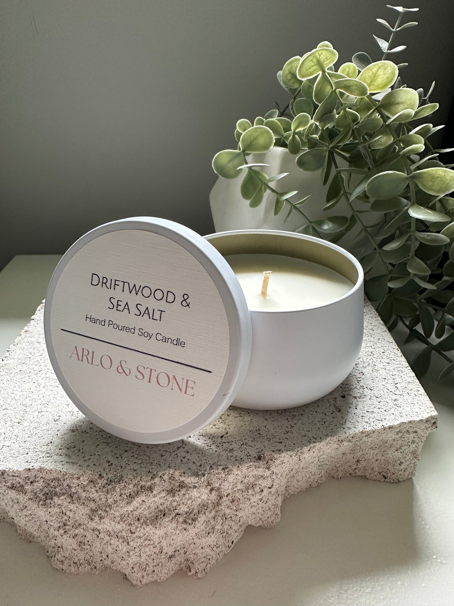 Driftwood & Sea Salt Candle Tin